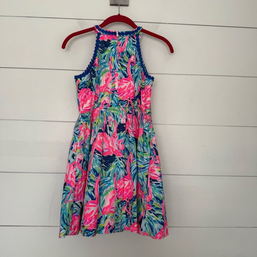Lilly Pulitzer Kids Dress in Pink and Blue Flamingo Print - Picture 5 of 6